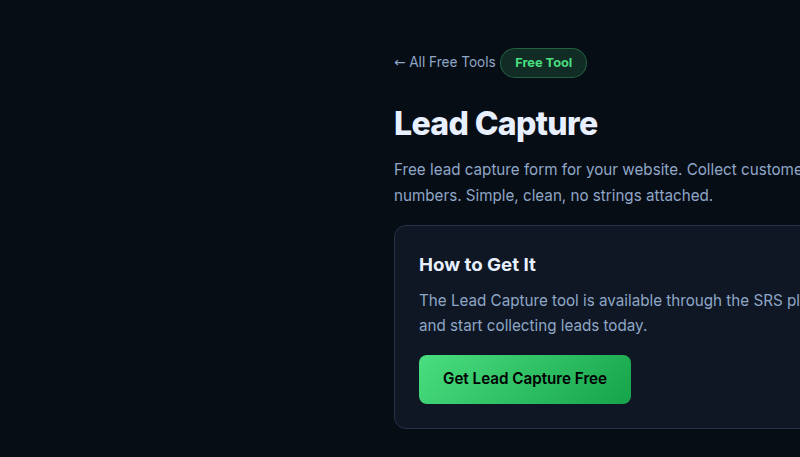 Lead Capture interface