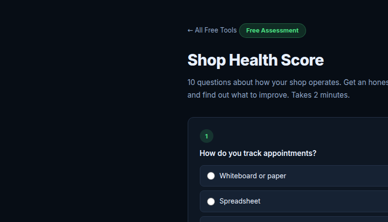 Shop Health Score interface